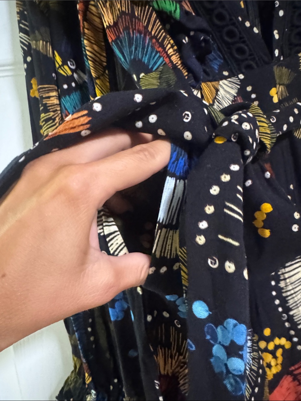 Farm Rio Women's Black Floral Print Long Sleeve Maxi Dress - Picture 7 of 9